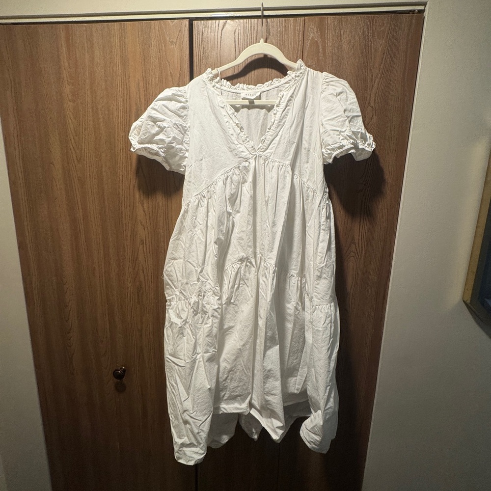 MARBLE Elegant White Ruffle dress